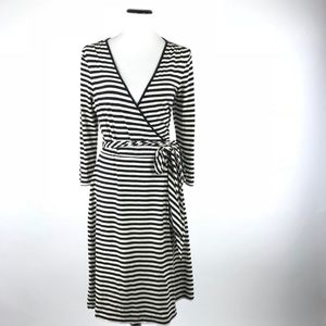 Black & White Striped Banana Republic Wrap Dress